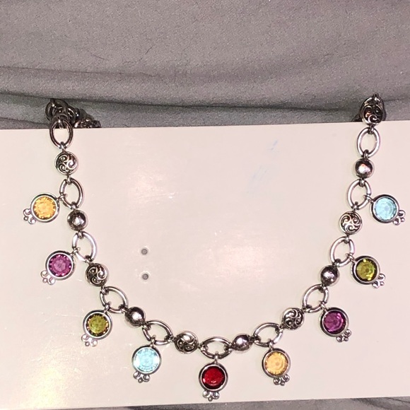 Brighton silver necklace w multi color gems - Picture 10 of 11